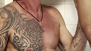 Horny Latina Brunette Pees on Old Grandpa and Gives Her Tight Pussy to His Big White Cock as a Reward
