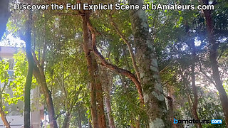 Voyeur Catches Two Horny Housewives Doing Yoga in the Woods at bAmateurs