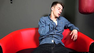 Handsome Blonde Czech Twink Jerks His Big Dick and Balls