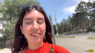 Public Blowjob In The Bushes With Stranger And Crazy Cumwalk Covered In Cum - Katty West
