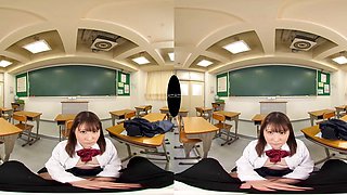 Passionate Japanese student entices viewer in steamy VR school fantasy