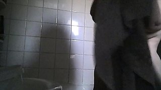 big boobed stepmom spied in the bathroom