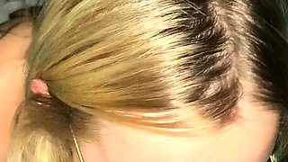 POV blowjob for big cock from blonde MILF