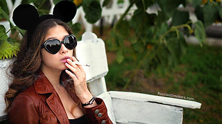 Sensual Russian Angel Smoking Cigarette in Sunlight