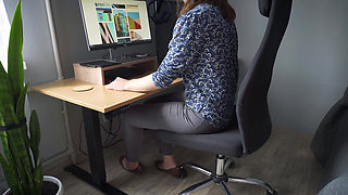 Naughty Colleague Seduces You with Camel Toe in Tight Jeans