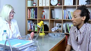 Chubby Blonde Granny Nurse Examines BBC Patient