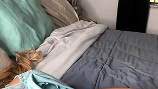 Adorable blonde teen slut with big boobs flashing in public