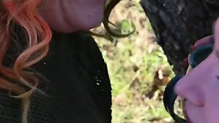 Boozing Tea and Licking Tits! Outdoors Extra Before Full Scene Fun