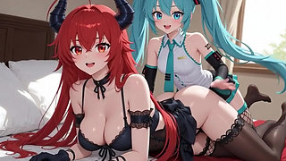 Speed and Future Adult Fantasy with Adult Blue Hedgehog, Girls and Women