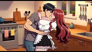 Stepmom teach stepson a special recipy in sexy style in kitchen