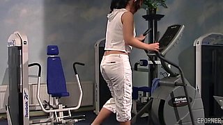 Brunette Takes Rough Gym Pounding