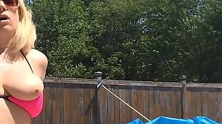 Poolside Bikini Tits Bouncing Orgasm