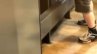 Amateur Guy Caught in Public Urinal (he Can't Pee so He Prefers to Jerk off)