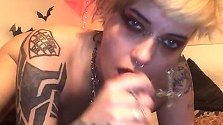 Skinny 18 Year Old Slut Fucks Ass and Cums After Deepthroating Dildo