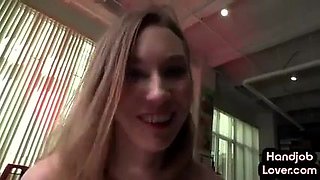 Thin 21yo GIRLFRIEND gives amateur HANDJOB and chats filthy in POINT OF VIEW