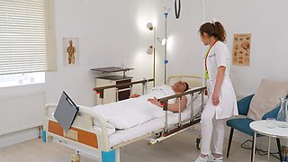 Two hot nurses in steamy foursome action