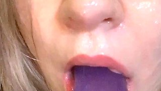 Blonde tight pussy babe solo toy fun in glamour masturbation