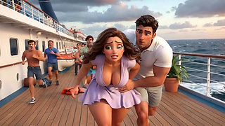Woman And Young Man Ignite Passion After Being Shipwrecked On Tropical Island Paradise (AI generated)