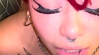 Big Booty Goth Girl Deepthroats, Licks Ass, Feet & Gets Creampied!