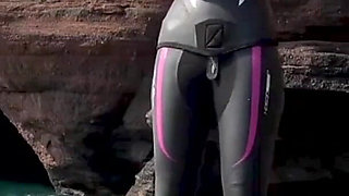 Diving in My Shiny Two-piece Wetsuit