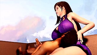 Tifa smothers him with her huge tits while teasing his lollipop