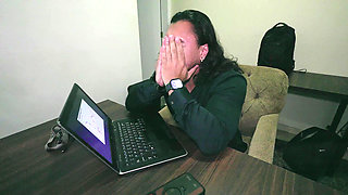 Office Fetish: Petite Small-breasted Brunette Getting Heavy Fuck From Boss
