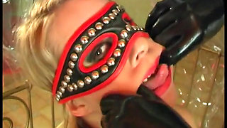 Stretched and craving pussy of dirty mistress banged by latex slave