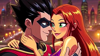 STARFIRE & ROBIN STEAMY PENTHOUSE ROMANCE - Hot 3D Anime Couple