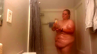 Fat Bitch Takes Steaming Hot Shower and Plays with Herself