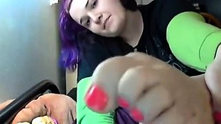 Emo Goth Girl's Foot Fetish Webcam Show