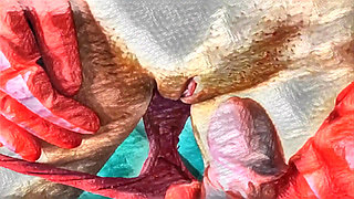 XXX Cartoon. My Housekeeper Helps Me with My Handjob. Cumming on Her Big Clit and Her Red Panties.