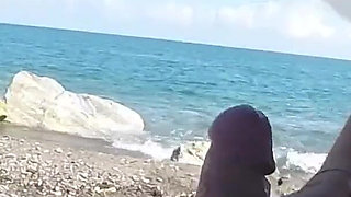 French MILF Blowjob Amateur on Nude Beach Public to Stranger with Cumshot - Misscreamy