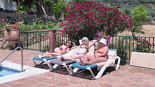 Mature Swingers Holiday Pool Side Reverse Gangbang