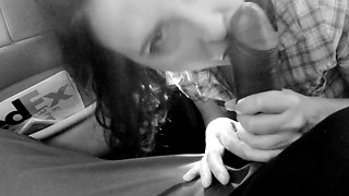 Small tit brunette sucks a big cock hardcore