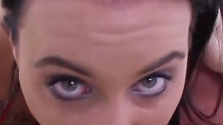 Stripper Brunette Austin Lynn POV Blowjob Deepthroat and Cum Swallow