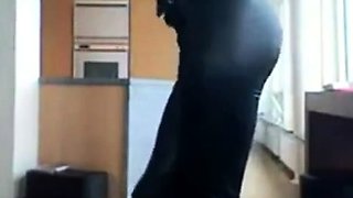Smoking Hot Brunette Milf in Latex Catsuit and Boots