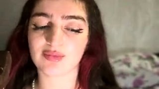 Glamour babe with big boobs masturbates in lingerie