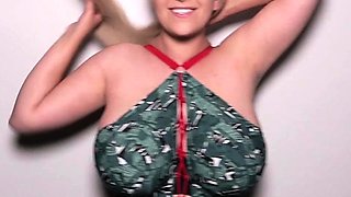 Cute blonde with big boobs solo