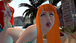 Nami unwinds at the beach in a 3D animated adventure by VirtualHeaven