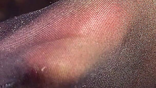 Black Pantyhose Footjob on the Banister: Teasing You From Above