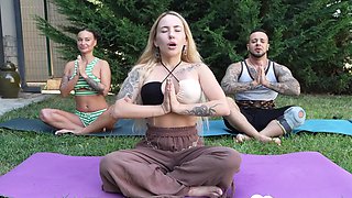 Yoga instructor shares my cock with my neighbor
