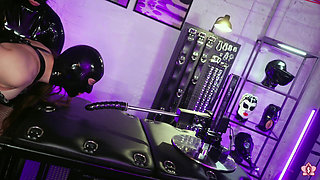 Drooling Latex Doll Slave Mila Machine Face Fucked by Goddess Calathea