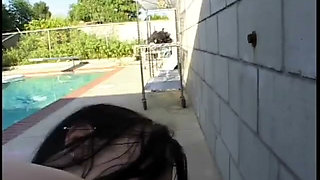 Brunette slut never gets embarrassed to suck a cock in the middle of the road