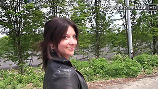 Cute 18 Year Joy Does a Blowjob Outdoor