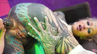 Two Hot Girls in Latex and High Heels Using Big Metal Toy Together, Atp, Anal Gapes, Lesbian