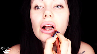 Sensual smoking & lip fetish & lipstick tease