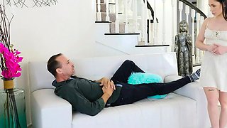 Busty black-haired investigates her taboo stepfantasy