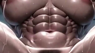 Extremely Muscular Girl Tied up in Gym - Big Clit Swollen Pussy Aroused
