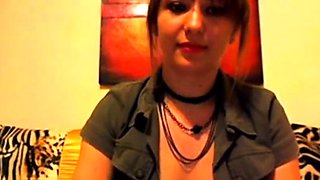 Brunette Webcam Girl Goes Bra-less and Bares All