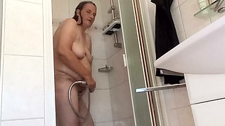 My pot-bellied pig in the shower